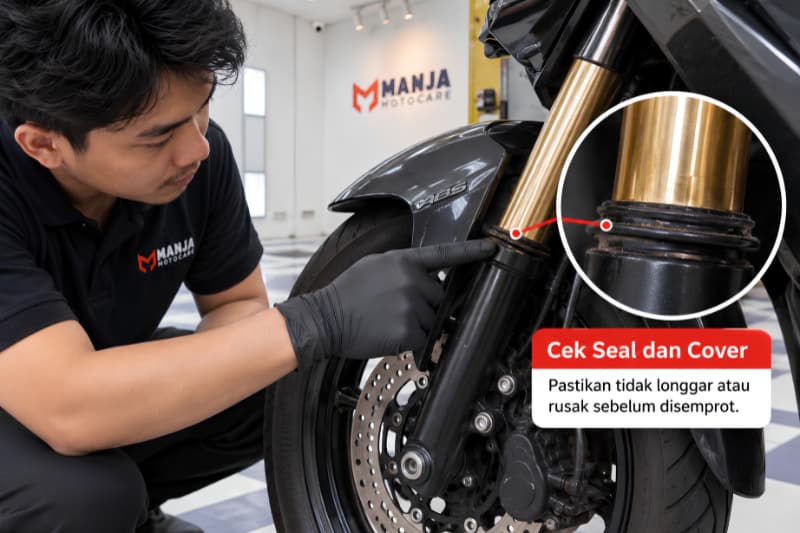 Visual pendukung yang menunjukkan cara mengecek kondisi sebelum bertindak pada motor Visual pendukung yang menunjukkan cara mengecek kondisi sebelum bertindak pada motor