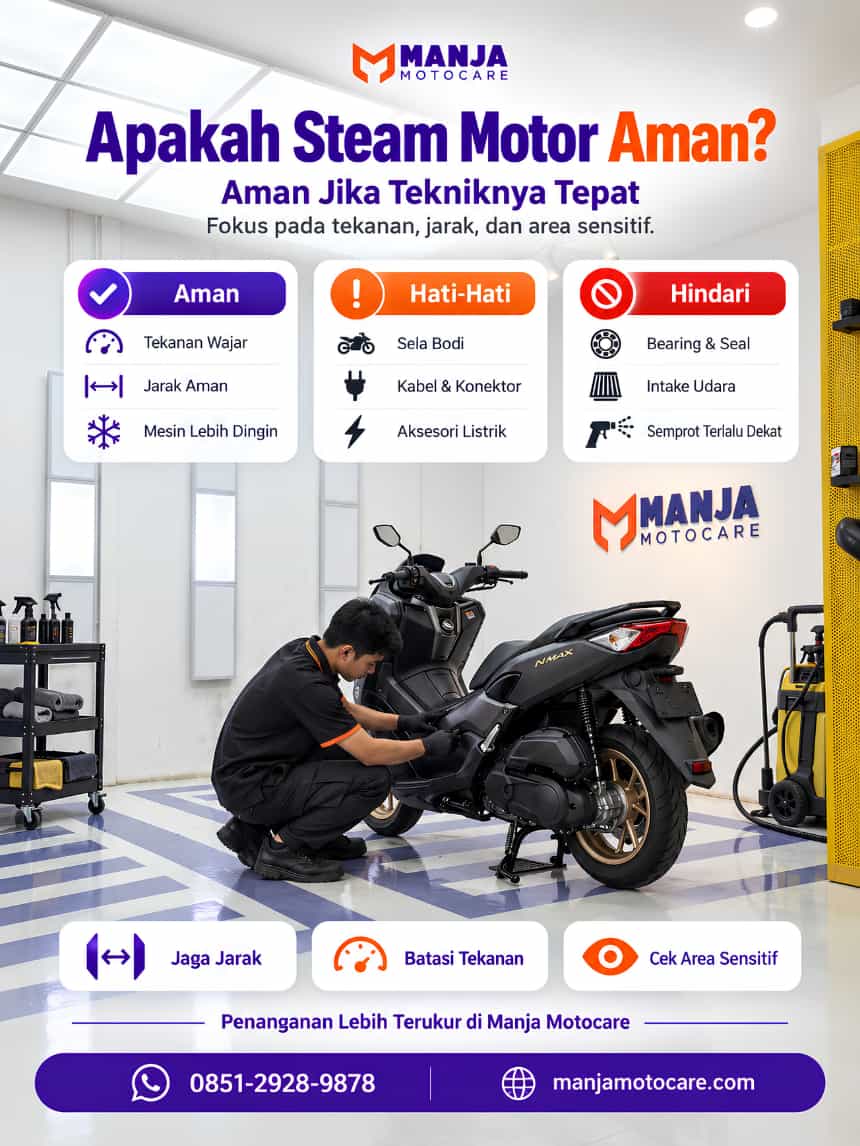Infografis yang menjelaskan apakah steam motor aman secara ringkas dan mudah dipindai Infografis yang menjelaskan apakah steam motor aman secara ringkas dan mudah dipindai